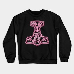 Thor hammer - Mjöllnir - pink neon Crewneck Sweatshirt